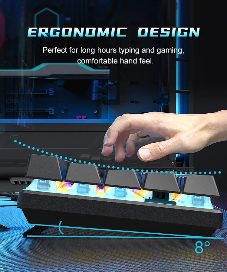 Teclado mecánico 60% RGB · 61 teclas