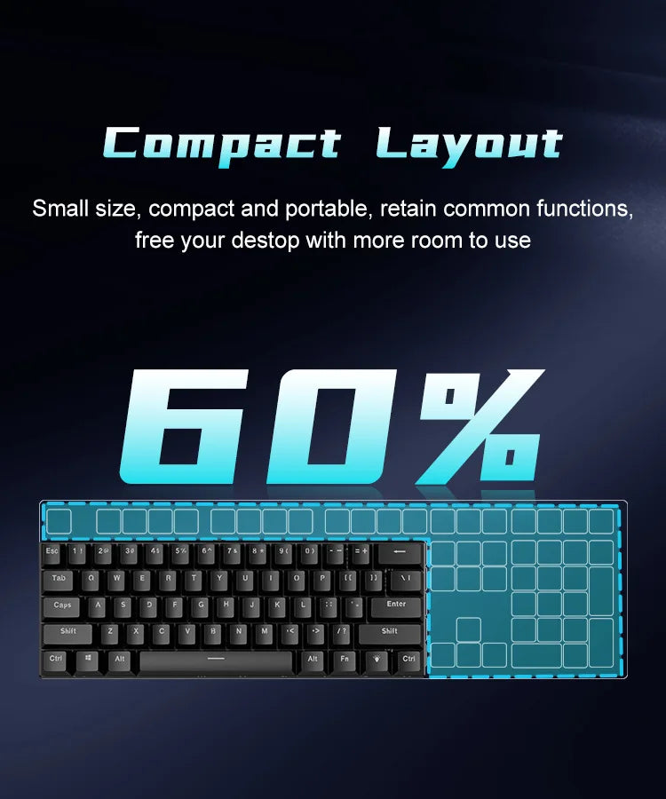 Teclado mecánico 60% RGB · 61 teclas