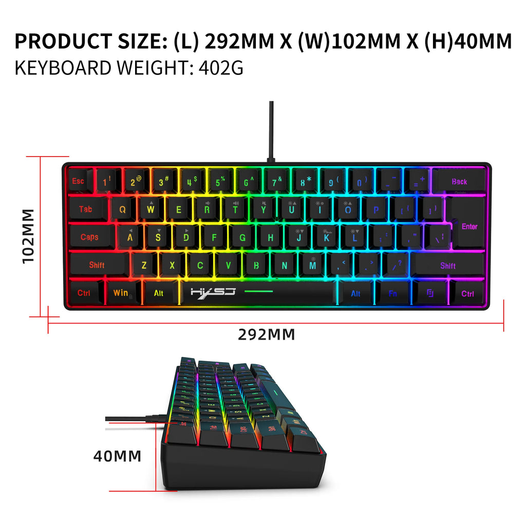 Pack teclado 60% + ratón gaming RGB