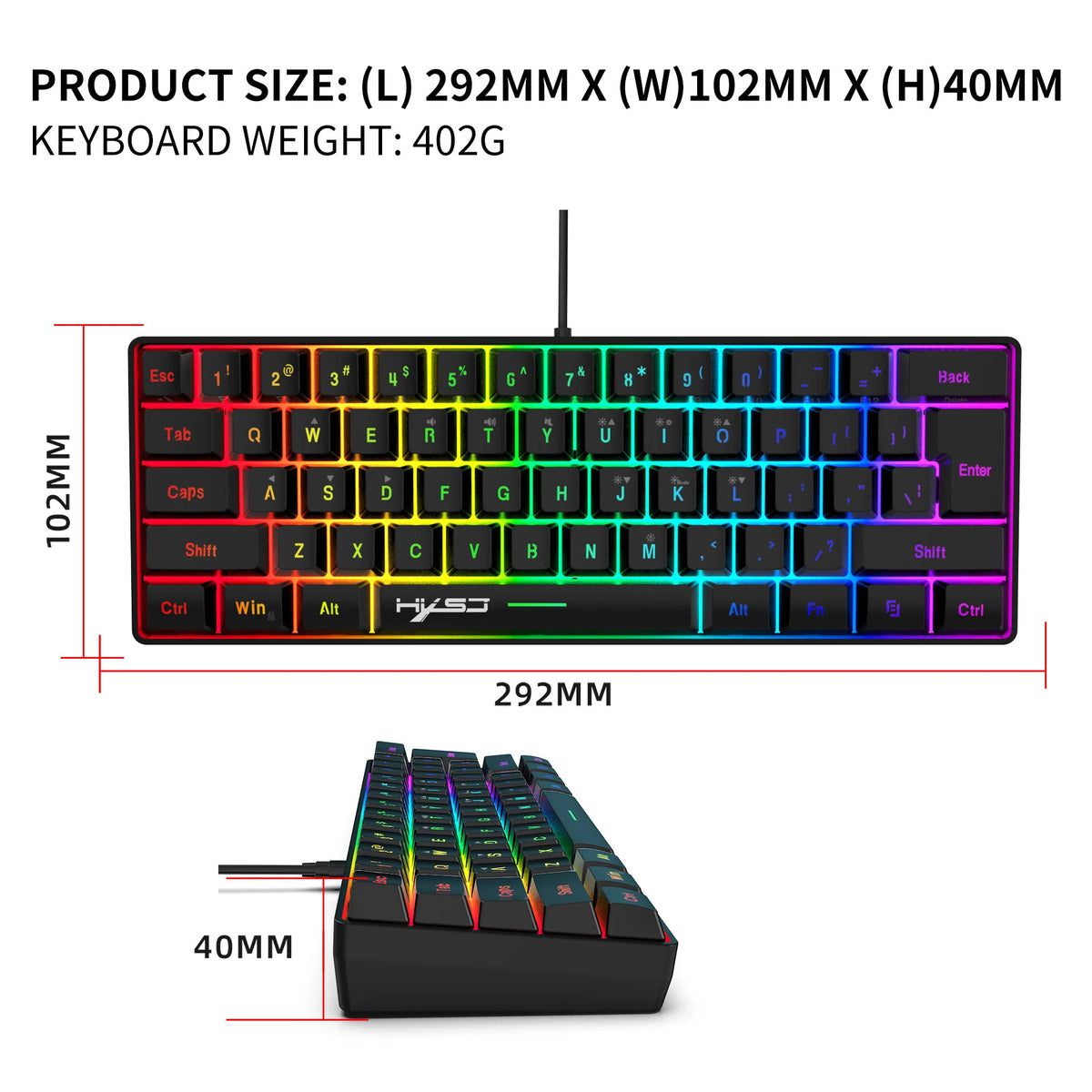 Pack teclado 60% + ratón gaming RGB