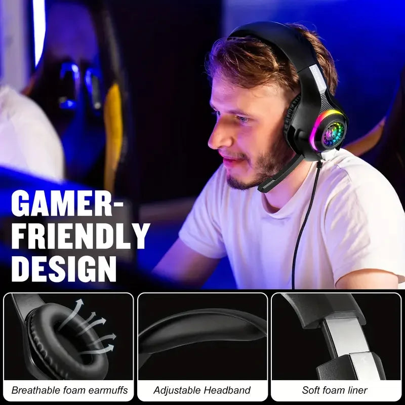 Auriculares gaming RGB con micrófono