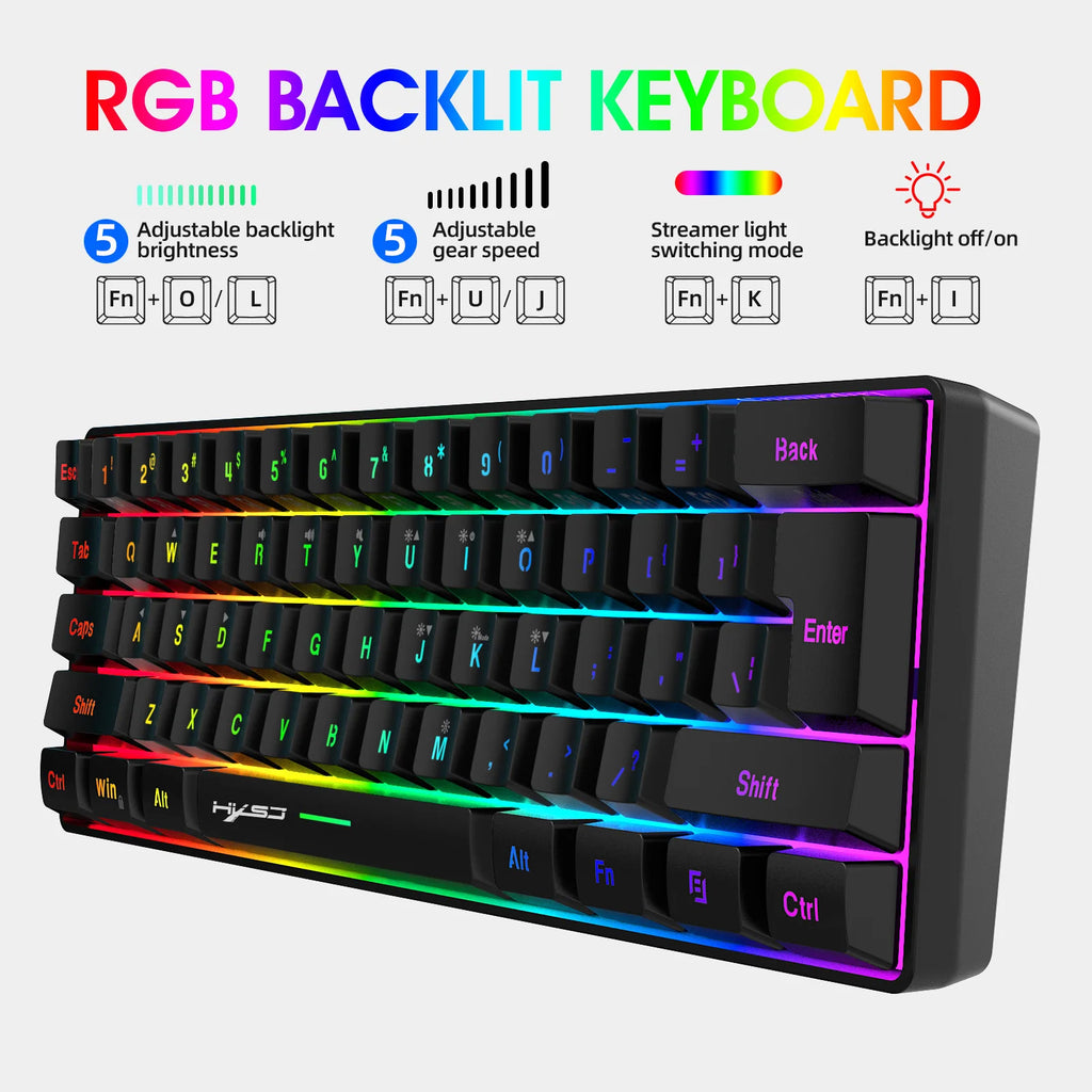 Pack teclado 60% + ratón gaming RGB