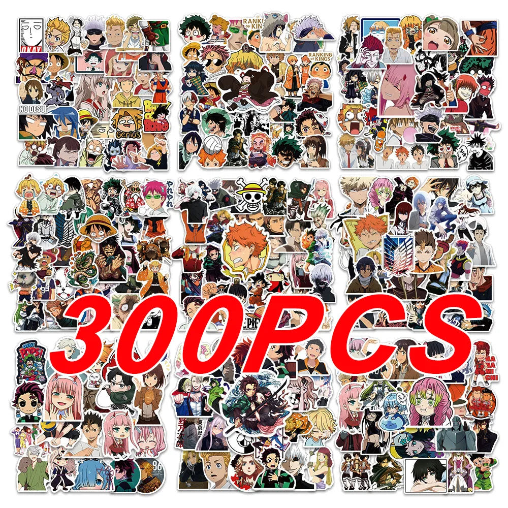 Pack 300 pegatinas anime resistentes al agua