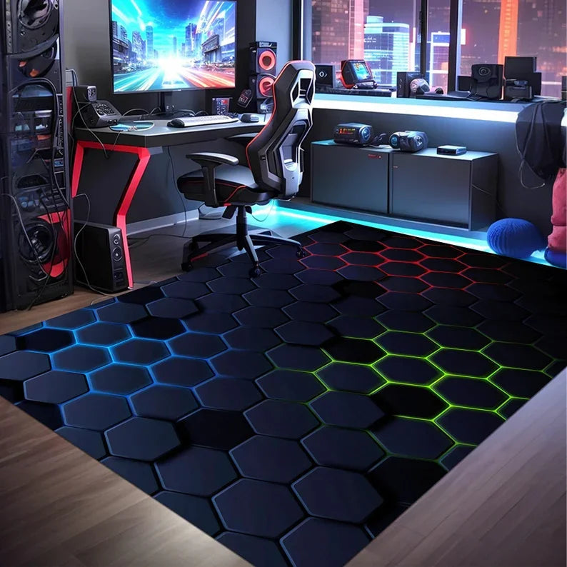 Alfombra gamer neón antideslizante