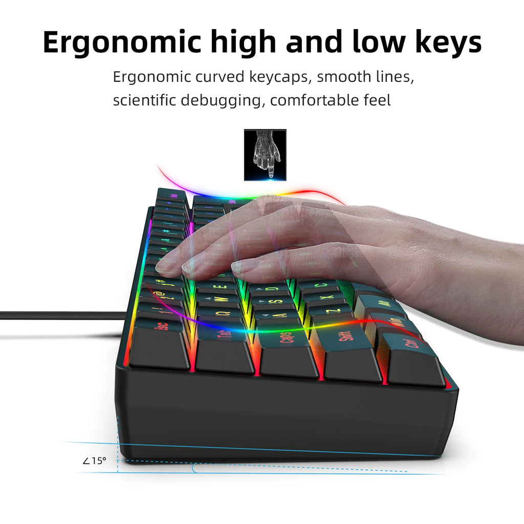 Pack teclado 60% + ratón gaming RGB