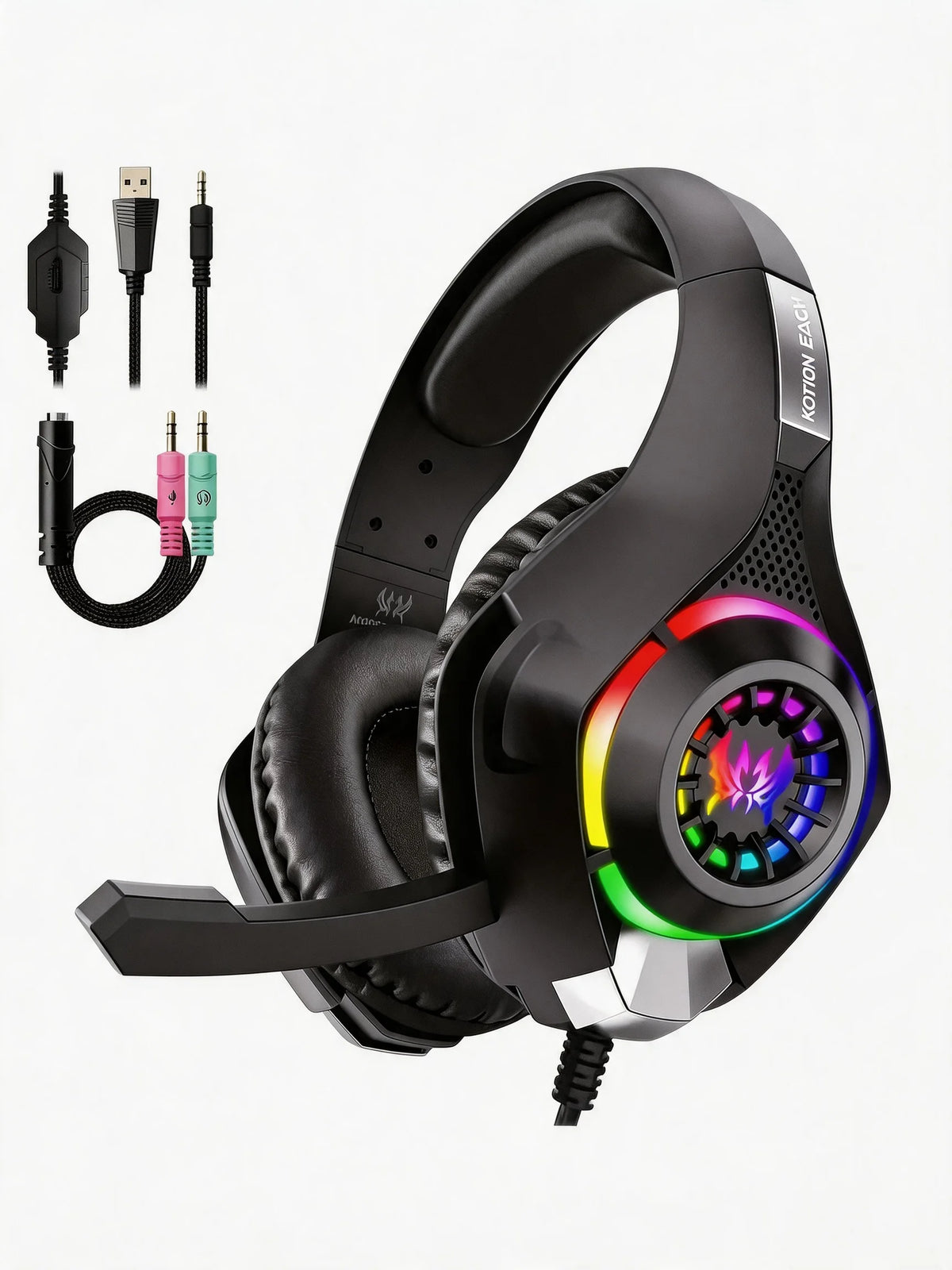 Auriculares gaming RGB con micrófono
